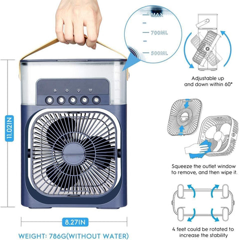 Portable Air Conditioners - Small AC Quiet Personal Air Cooler,USB Powered Mini Desktop Cooling Misting Fan, 1 | 2 | 3 Timer 3 Smart Speeds,360°Adjustment Office, Hot Room Water (White)