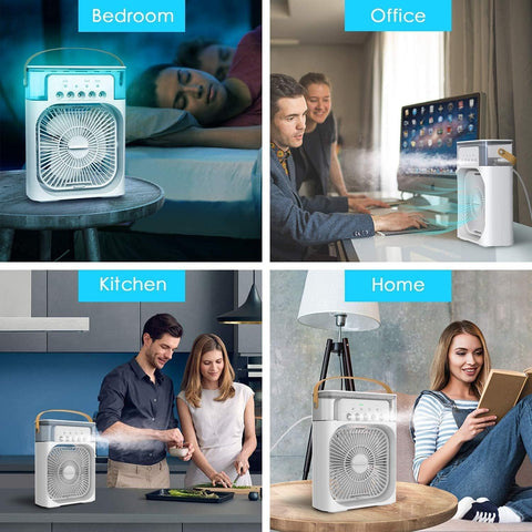 Portable Air Conditioners - Small AC Quiet Personal Air Cooler,USB Powered Mini Desktop Cooling Misting Fan, 1 | 2 | 3 Timer 3 Smart Speeds,360°Adjustment Office, Hot Room Water (White)