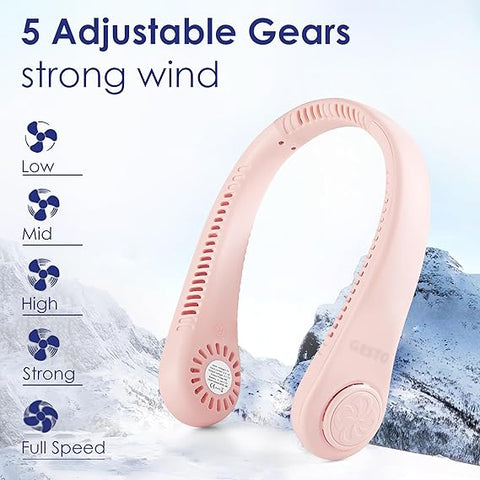 Portable Neck Fan Rechargeable Smart Cooling With 3 Speed USB Charging Low Noise Mini Fans For Kitchen Travel Outdoor & Office For Men & Women